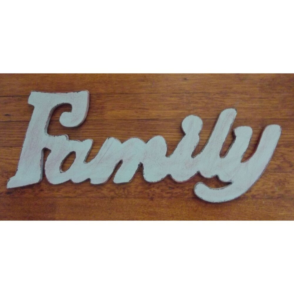 Family Wall Hanging decor painted wood plaque Turquoise over Red farmhouse 21"
